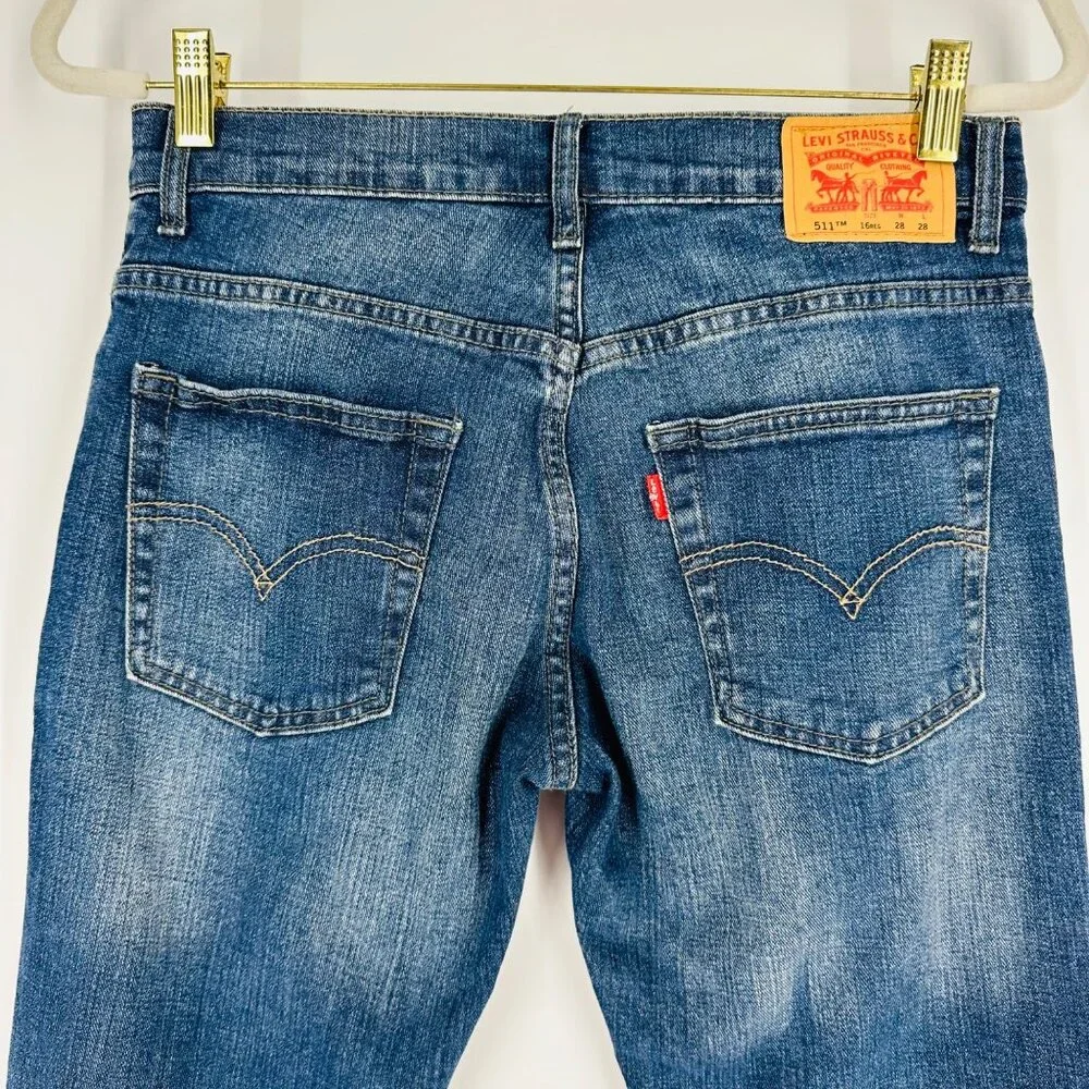 Levis 511 Slim Fit Boys Stretch Cotton Denim Jeans Medium Wash 16 Reg 28x28 - Picture 12 of 12